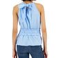 INC International Concepts Women's Smock Waist Halter Top Blue Size Small