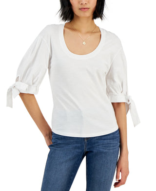 INC International Concept Women's Tie Sleeve Top White Size XX-Large
