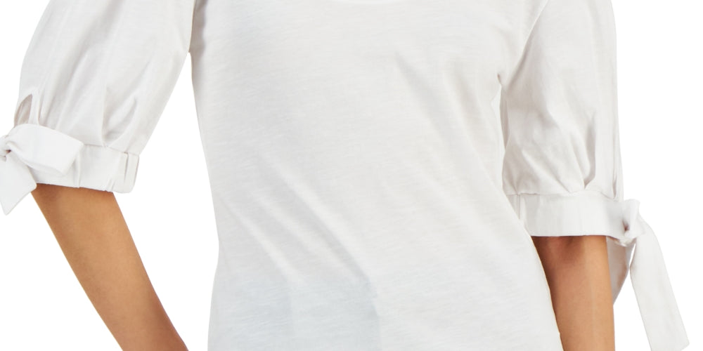 INC International Concept Women's Tie Sleeve Top White Size XX-Large