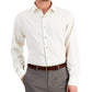 Alfani Men's Regular Fit 2 Way Stretch Herringbone Dress Shirt Beige Size 17X34X35