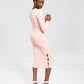 INC International Concepts Women's Ribbed MIDI Fitted Solid Sweater Dress Pink Size XL
