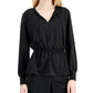 Alfani Women's Smocked Peplum Top Black Size Medium