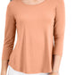 JM Collection Women's 3/4 Sleeve Solid Tunic Top Orange Size Large