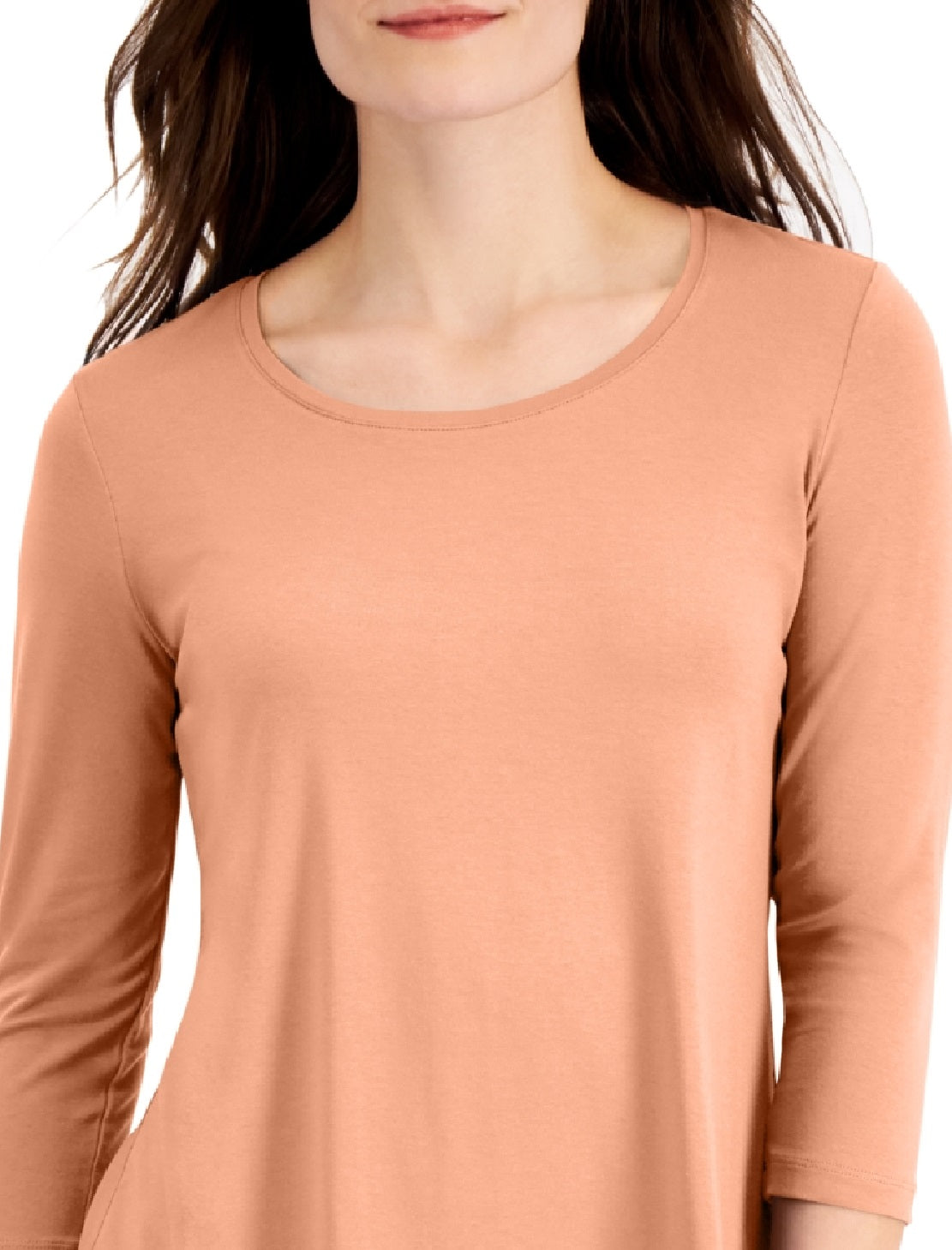 JM Collection Women's 3/4 Sleeve Solid Tunic Top Orange Size Large