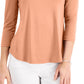 JM Collection Women's 3/4 Sleeve Solid Tunic Top Orange Size Large