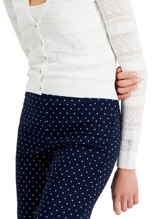 Charter Club Women's Mixed Stitch Button Cardigan White Size Large