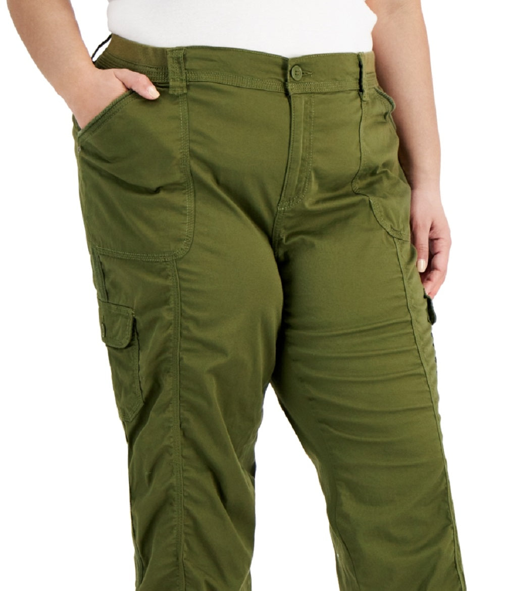 Style & Co Women's Bungee Hem Capri Pants Green Size Petite Small