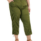 Style & Co Women's Bungee Hem Capri Pants Green Size Petite Small