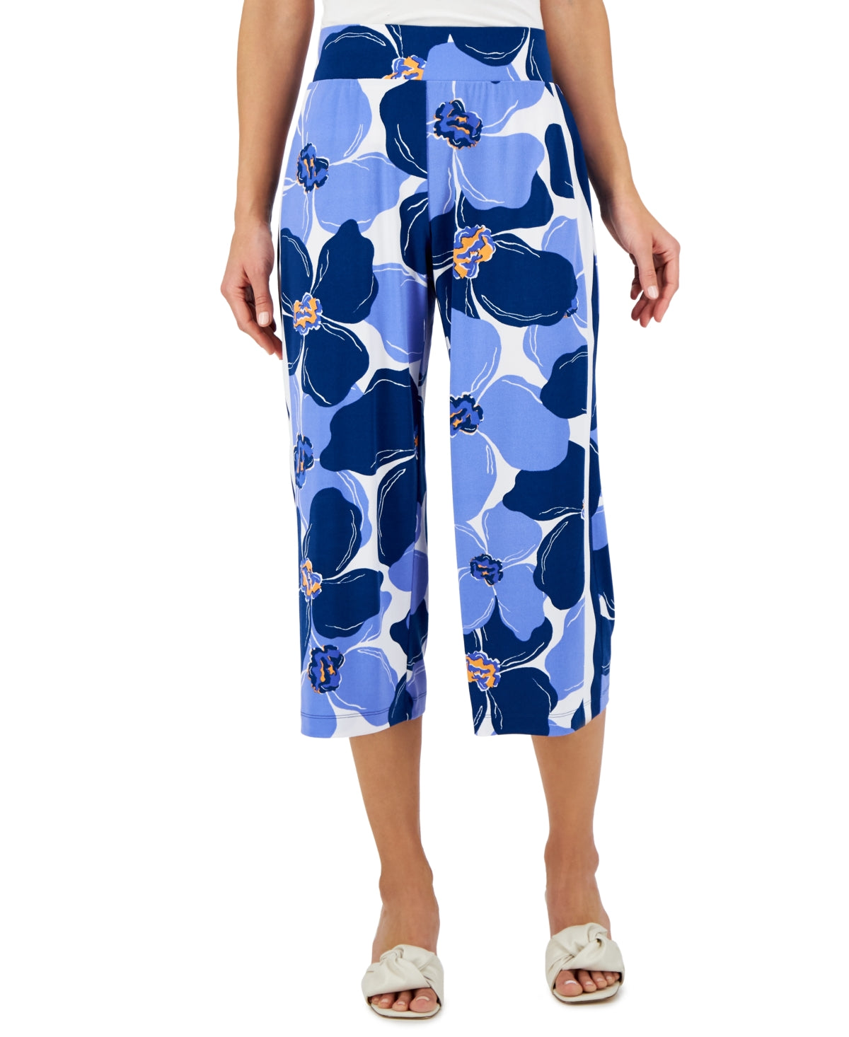 JM Collection Women's Floral Print Lounge Pants Blue Size X-Large