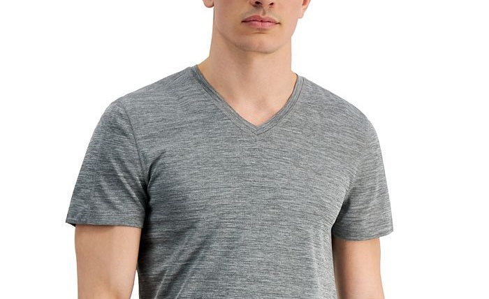 ID Ideology Men's Birdseye Mesh V Neck T-Shirt Gray Size Small