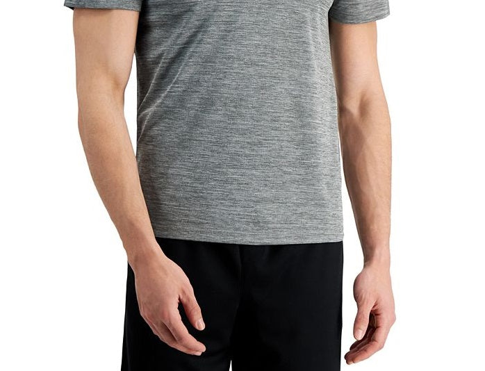 ID Ideology Men's Birdseye Mesh V Neck T-Shirt Gray Size Small