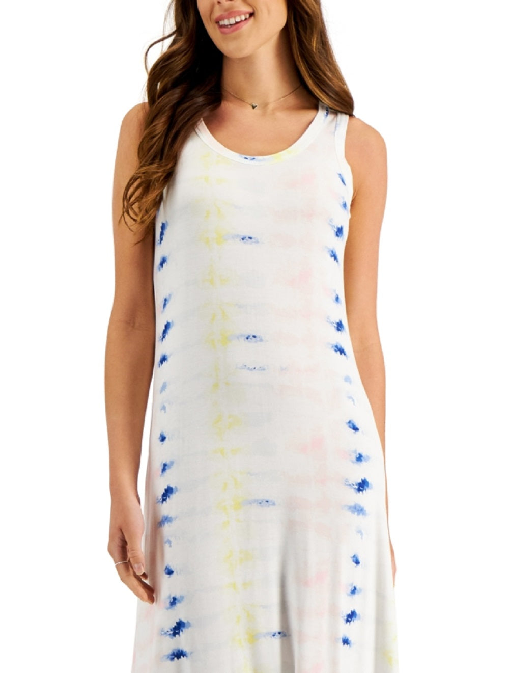 Style & Co Women's Tie Dye Maxi Dress White Size Petite Medium