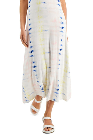 Style & Co Women's Tie Dye Maxi Dress White Size Petite Medium