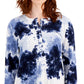 Style & Co Women's Cotton Tie Dyed Top Blue Size Petite Medium