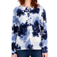 Style & Co Women's Cotton Tie Dyed Top Blue Size Petite Medium