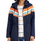 Charter Club Women's Striped Zippered Coat Blue Size X-Large