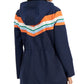 Charter Club Women's Striped Zippered Coat Blue Size X-Large