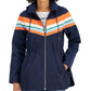 Charter Club Women's Striped Zippered Coat Blue Size X-Large