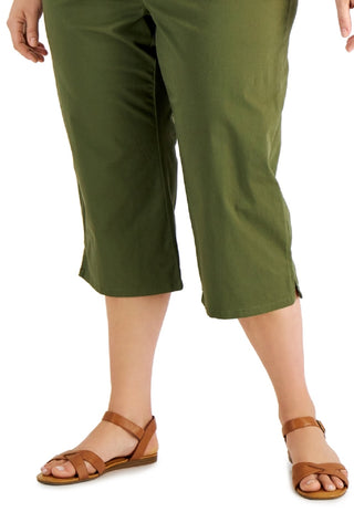 Karen Scott Women's Comfort Waist Capri Pants Green Size 18W