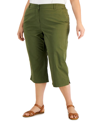 Karen Scott Women's Comfort Waist Capri Pants Green Size 18W