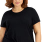 ID Ideology Women's Tie Front T-Shirt Black Size 3X