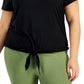 ID Ideology Women's Tie Front T-Shirt Black Size 3X