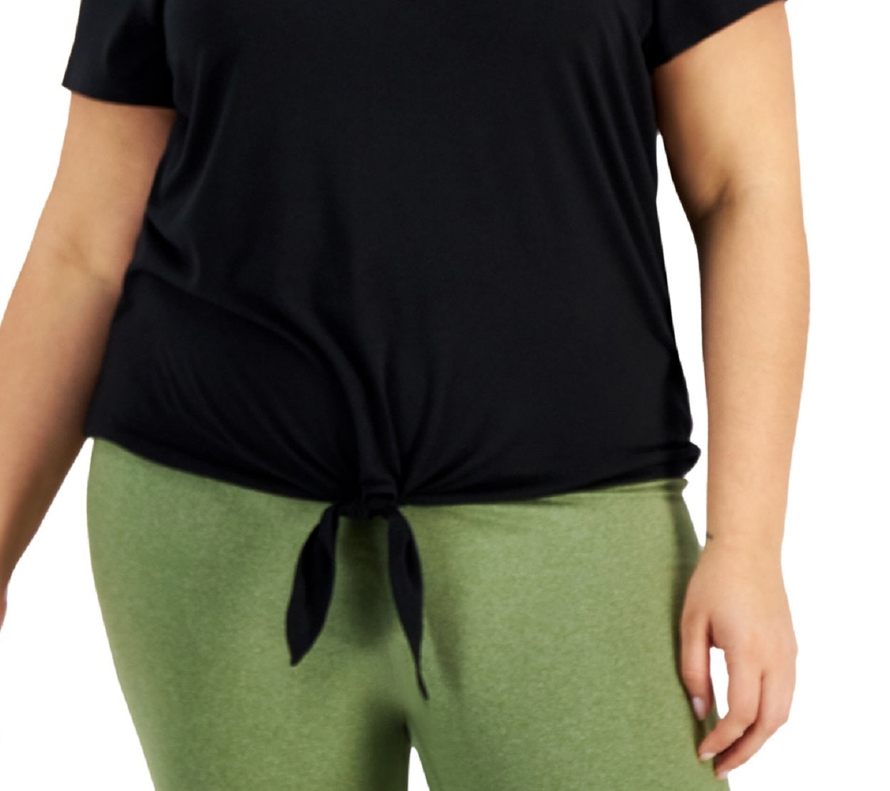 ID Ideology Women's Tie Front T-Shirt Black Size 3X