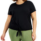 ID Ideology Women's Tie Front T-Shirt Black Size 3X