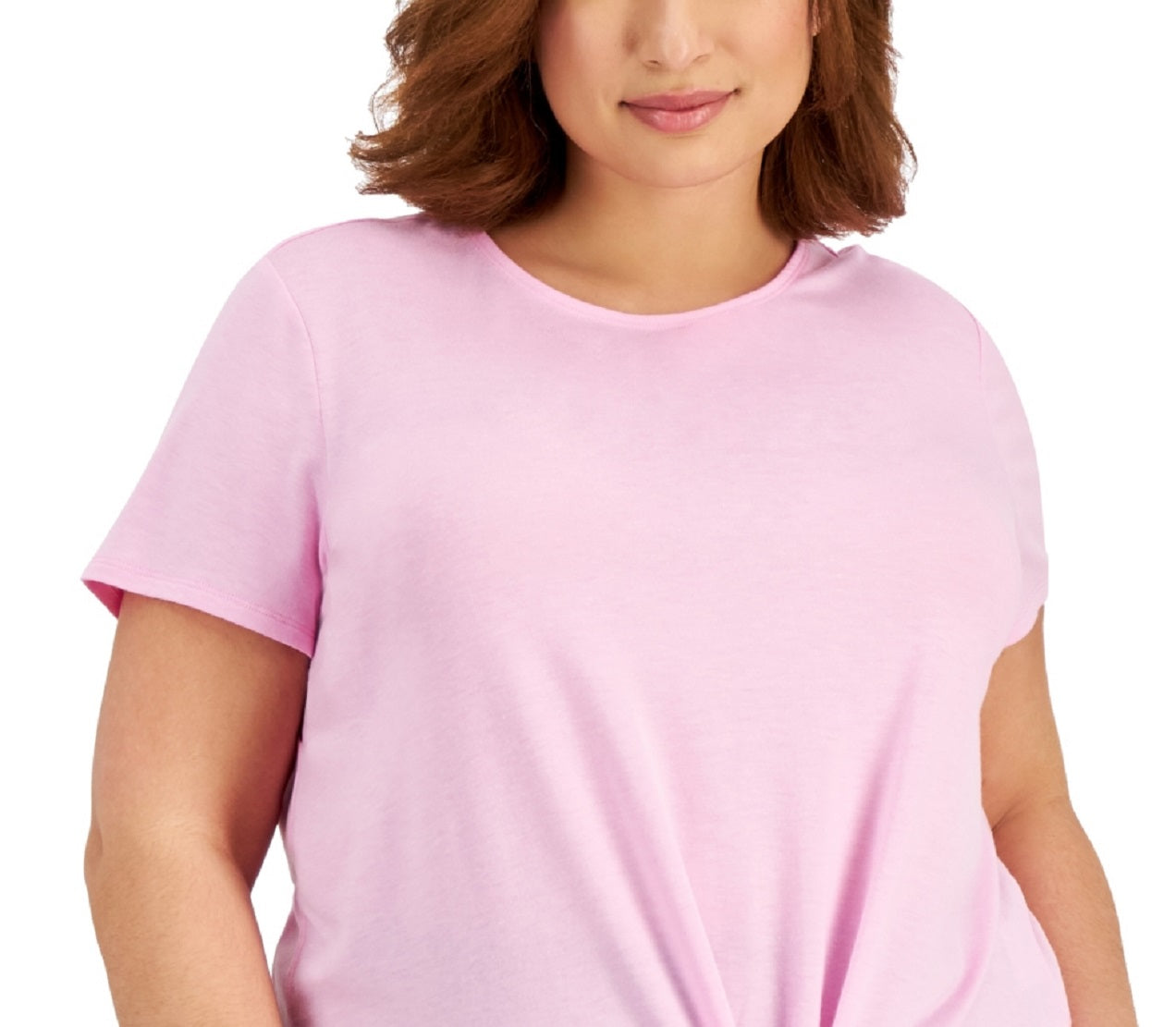 ID Ideology Women's Tie Front T-Shirt Pink Size 3X
