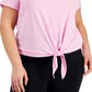 ID Ideology Women's Tie Front T-Shirt Pink Size 3X