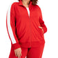 ID Ideology Women's Side Striped Tricot Jacket Red Size 2X