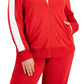 ID Ideology Women's Side Striped Tricot Jacket Red Size 2X
