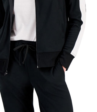 ID Ideology Women's Zip Striped Sleeve Track Jacket Black Size X-Large