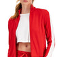ID Ideology Women's Zip Striped Sleeve Track Jacket Red Size Large