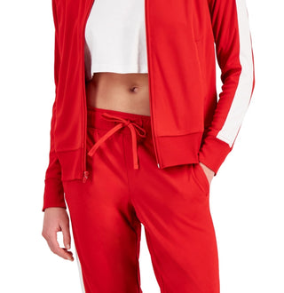 ID Ideology Women's Zip Striped Sleeve Track Jacket Red Size Large