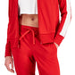 ID Ideology Women's Zip Striped Sleeve Track Jacket Red Size X-Large