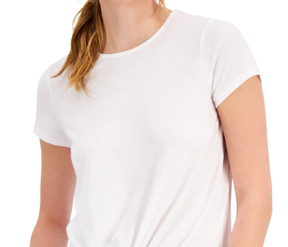 ID Ideology Women's Knot Front T-Shirt White Size XX-Large