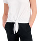 ID Ideology Women's Knot Front T-Shirt White Size XX-Large