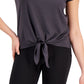 ID Ideology Women's Knot Front T-Shirt Gray Size Small