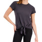 ID Ideology Women's Knot Front T-Shirt Gray Size Small