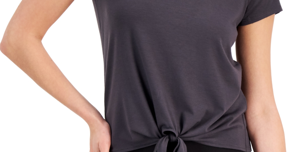 ID Ideology Women's Knot Front T-Shirt Gray Size X-Large