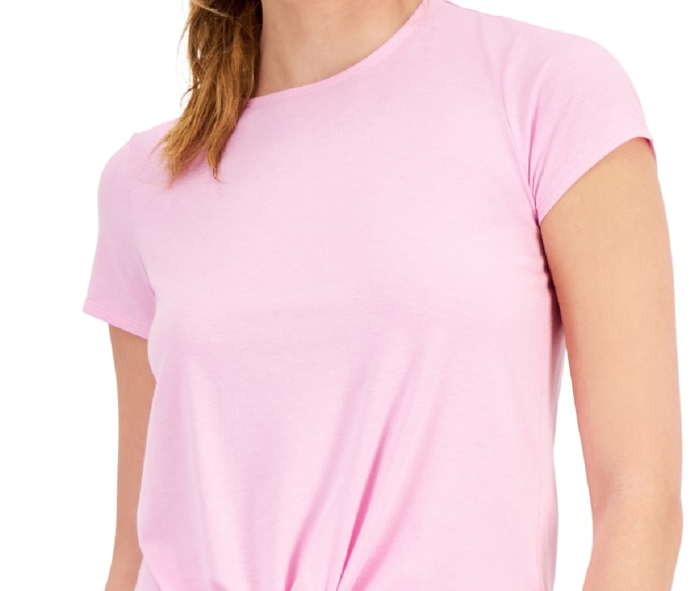 ID Ideology Women's Knot Front T-Shirt Pink Size Large