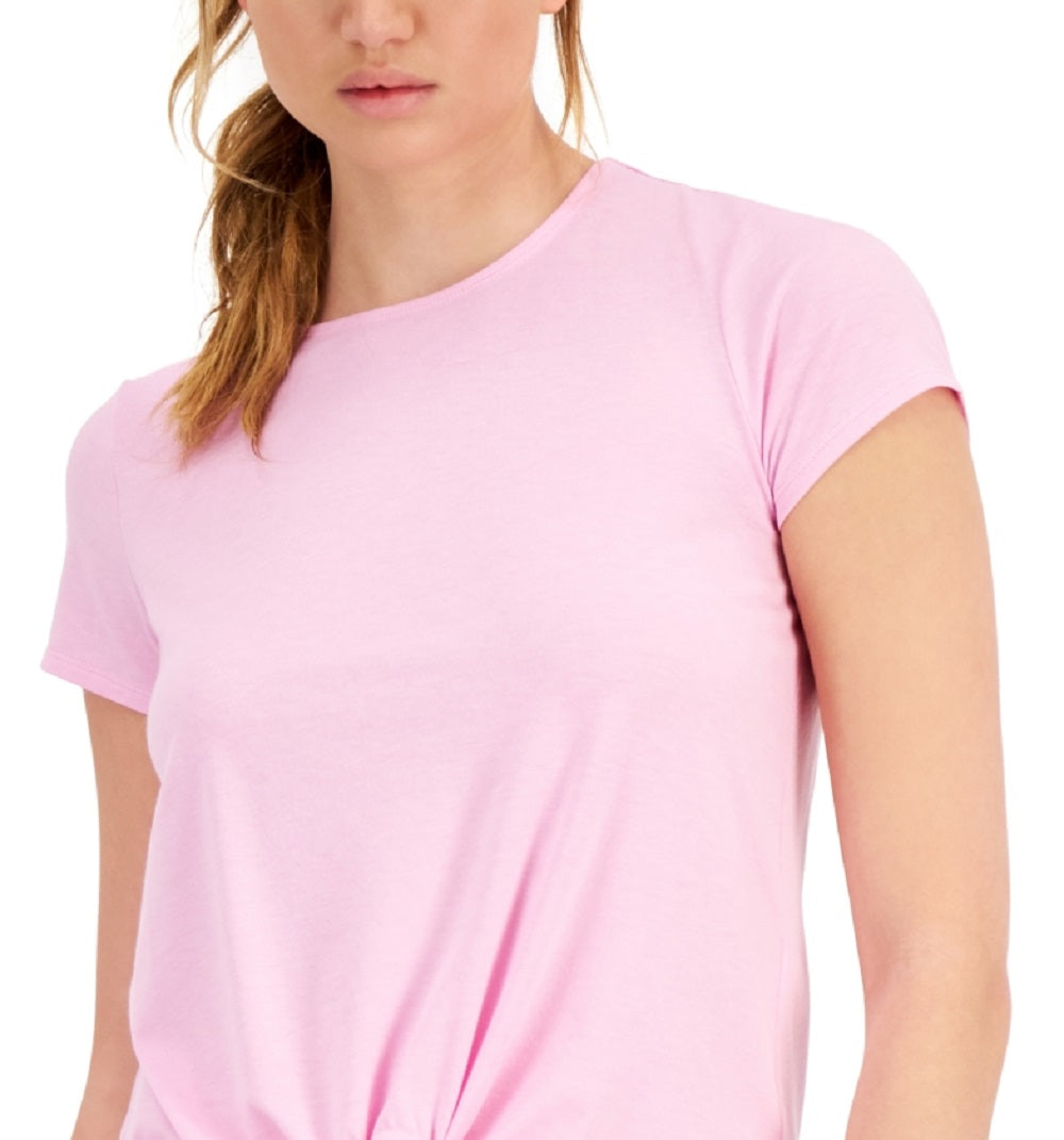 ID Ideology Women's Knot Front T-Shirt Pink Size X-Large