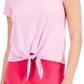 ID Ideology Women's Knot Front T-Shirt Pink Size X-Large