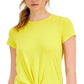 ID Ideology Women's Knot Front T-Shirt Yellow Size Large