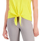 ID Ideology Women's Knot Front T-Shirt Yellow Size Large