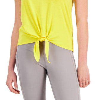 ID Ideology Women's Knot Front T-Shirt Yellow Size Large