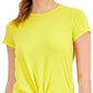 ID Ideology Women's Knot Front T Shirt Yellow Size XX-Large