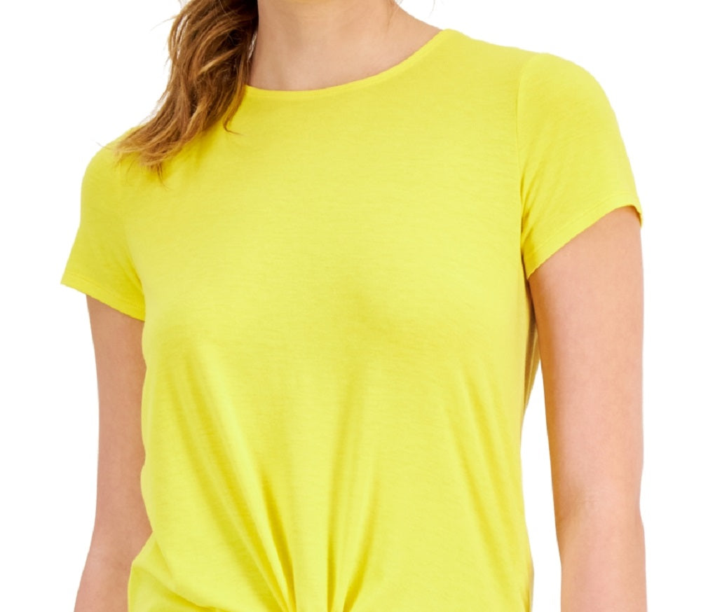 ID Ideology Women's Knot Front T Shirt Yellow Size XX-Large