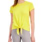ID Ideology Women's Knot Front T Shirt Yellow Size XX-Large